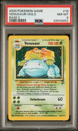 2000 POKEMON BASE SET II - Venasaur Holo Rare - 18/130 PSA 8 NM-MT - Image 1