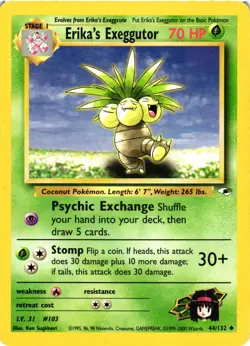 Pokemon TCG Erikas Exeggutor 44/132 Gym Heroes Unlimited LP - Image 1