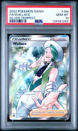 2022 POKEMON SWORD & SHIELD SILVER TEMPEST #194 FULL ART/WALLACE PSA 10 - Image 1