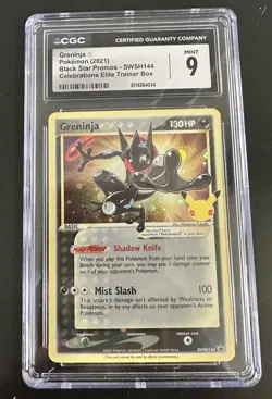 2021 Pokemon Celebrations Greninja Gold Black Star ETB Promo SWSH144 CGC 9 Mint - Image 1