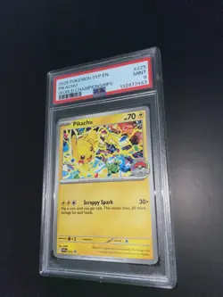 2025 POKEMON SVP EN-SV BLACK STAR PROMO WORLD CHAMPIONSHIPS #225 PIKACHU PSA 9 - Image 3