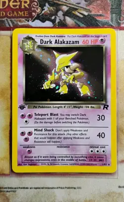 Dark Alakazam 1/82 Holo Rare Team Rocket 1st Edition Near-Mint Swirl Pokemon - Image 1
