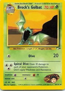 Brock's Golbat 39/132 Gym Heroes Uncommon LP Pokemon TCG - Image 1