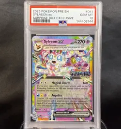 Pokemon Prismatic Evolutions Sylveon EX 041 PSA 10 Surprise Box Stamped Promo - Image 1