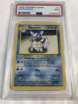 1999 POKEMON #42 WARTORTLE BASE SET UNLIMITED MINT PSA 9 - Image 1