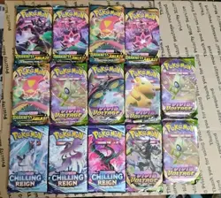 Pokemon TCG SWSH ERA Booster Pack Lot (14 Packs) VV, Chilling Reign, Darkness - Image 2