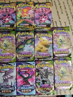 Pokemon TCG SWSH ERA Booster Pack Lot (14 Packs) VV, Chilling Reign, Darkness - Image 4