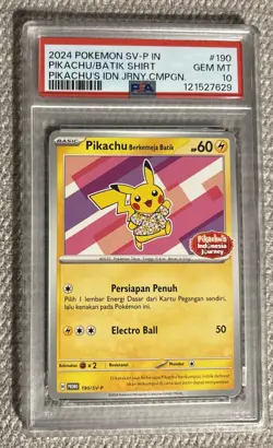 PSA 10 Pokemon Indonesian Pikachu Batik 190/SV-P Journey Campaign Promo 2024 - Image 1