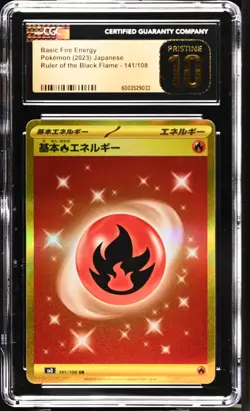 CGC Pristine 10 Japanese Pokemon 2023 Basic Fire Energy 141/108 141/108 - Image 1
