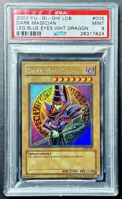 2002 Yugioh Legend Of Blue Eyes DARK MAGICIAN LOB-005 Original Unlimited PSA 9 - Image 1