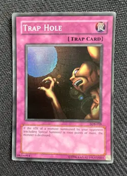 Yugioh Trap Hole Unlimited Ed Super Rare LOB-058 LP - Image 1