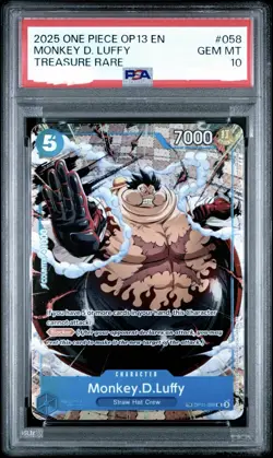2025 ONE PIECE OP13 058 CARRYING ON HIS WILL MONKEY D LUFFY TREASURE RARE PSA 10 - Image 1