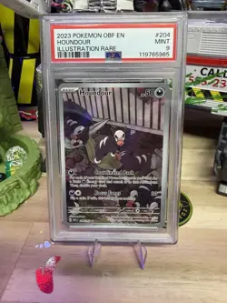 2023 Pokemon OBF Illustration Rare #204 Houndour PSA 9 - Image 1