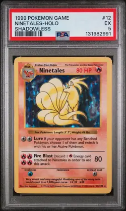 1999 Pokemon Base Set Holo Shadowless Ninetales #12 PSA 5 - Image 1