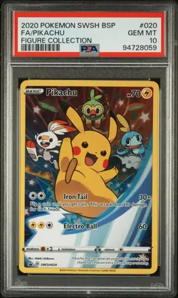 2020 POKEMON SWSH BLACK STAR PROMO FIGURE COLL #020 FULL ART/PIKACHU PSA 10 - Image 1