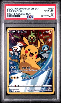 2020 POKEMON SWSH BLACK STAR PROMO FIGURE COLL #020 FULL ART/PIKACHU PSA 10 - Image 1