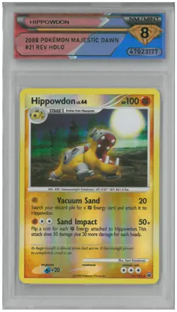 2008 Pokemon Majestic Dawn HIPPOWDON #21/100 Reverse Holo 💎 DSG 8.5 NM/Mint - Image 1