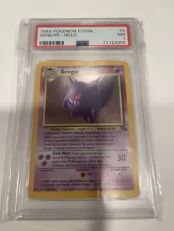 1999 POKEMON FOSSIL #5 GENGAR-HOLO PSA 7 - Image 1