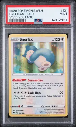 SNORLAX HOLO #131 VIVID VOLTAGE 2020 POKEMON SWSH SWORD & SHIELD PSA 9 MINT - Image 1