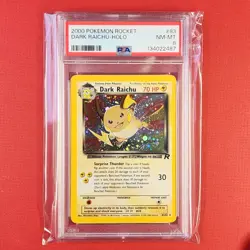 6-02-02 . UNPLAYED 2000 POKEMON TEAM ROCKET DARK RAICHU-HOLO #83/82 PSA 8 - Image 1