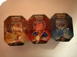 Set of 3 Pokemon Hidden Fates Tins - Charizard, Gyarados, and Raichu - Sealed - Image 1