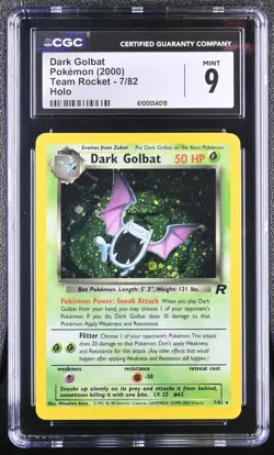 POKEMON 2000 Team Rocket DARK GOLBAT #7 Unlimited Holo ⭐CGC 9 MINT⭐ - Image 1