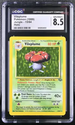 POKEMON 1999 JUNGLE VILEPLUME #15 UNLIMITED HOLO ⭐CGC 8.5 NM/MT+⭐ - Image 1