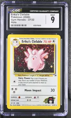 POKEMON 2000 GYM HEROES ERIKA'S CLEFABLE #3 VINTAGE HOLO ⭐CGC 9 MINT⭐ - Image 1