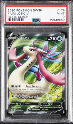 2020 POKEMON SWORD & SHIELD REBEL CLASH #179 FULL ART/MILOTIC V PSA 9 - Image 1
