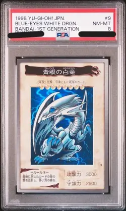 PSA 8 Blue Eyes White Dragon 9 Bandai 1st Generation 1998 Japanese Yu-Gi-Oh Card - Image 1