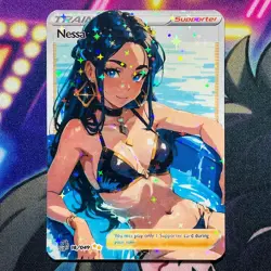 Nessa Full Art Pokemon Goddess Story Custom Trading Card Anime Waifu Holofoil - Image 1