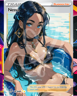 Nessa Full Art Pokemon Goddess Story Custom Trading Card Anime Waifu Holofoil - Image 2