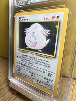 Pokemon Chansey 3/102 Base Set Holo Rare Card 1999, Graded PG 7 NM - Image 3