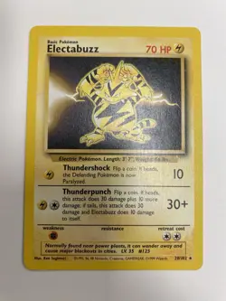 Electabuzz 20/102 LP Non Holo Rare Vintage WotC Base Set 2 Electric Pokemon Card - Image 1