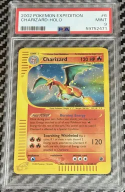 2002 Pokemon Expedition # 6 Charizard Holo PSA 9 Card MINT! Rare! Free Shipping! - Image 1