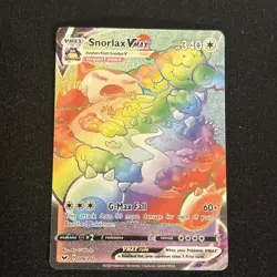 2020 Pokemon TCG Snorlax VMAX Rainbow Sword & Shield Secret Rare Card #206/202 - Image 1
