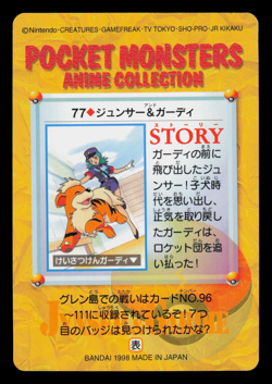 NM - Pokemon Officer Jenny & Growlithe #77 Carddass Anime Collection Japanese - Image 2