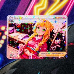 Lillie Full Art Pokemon Goddess Story Custom Trading Card Anime Waifu Holofoil - Image 1
