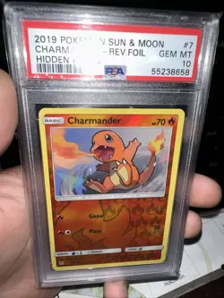 Pokemon TCG Charmander Hidden Fates 7/68 Reverse Holo Common PSA GEM MT 10 - Image 3