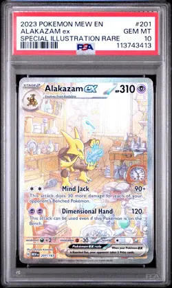 2023 POKEMON MEW EN-151 SPECIAL ILLUSTRATION RARE #201 ALAKAZAM EX PSA 10 - Image 1