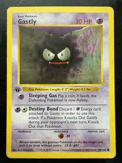 Pokemon Gastly Base Set Shadowless 1st Edition Common 50/102 (MP) - Image 1