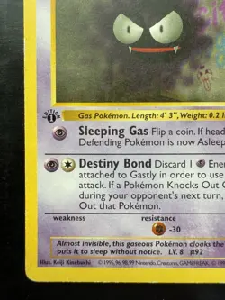 Pokemon Gastly Base Set Shadowless 1st Edition Common 50/102 (MP) - Image 4
