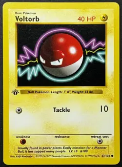 Pokemon Voltorb 1st Edition Base Set Shadowless 67/102 LP Wizards 1999 - Image 1
