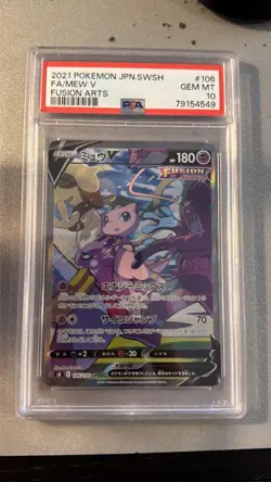 Pokemon TCG, 2021, Fusion Arts, Full Art, Mew V 106/100. Japanese PSA 10 - Image 1