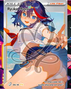 Ryuko Matoi Kill la Kill Full Art Custom Card Trainer Anime Waifu Holofoil II - Image 2