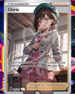 Gloria Full Art Pokemon Goddess Story Custom Trading Card Anime Waifu Holofoil - Image 2