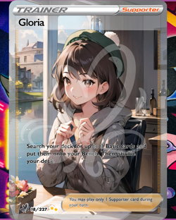 Gloria Full Art Pokemon Goddess Story Custom Trading Card Anime Waifu Holofoil - Image 2