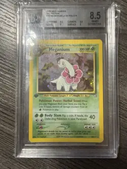 Pokemon Meganium Neo Genesis 1st Edition Holo Rare 10/111 Beckett 8.5 (2000) - Image 1