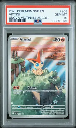 2025 POKEMON SVP EN-SV BLACK STAR PROMO #208 VICTINI PSA 10 - Image 1