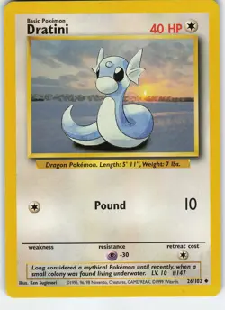 Dratini 026/102 Base Set Uncommon Normal LP/MP Pokemon TCG - Image 1